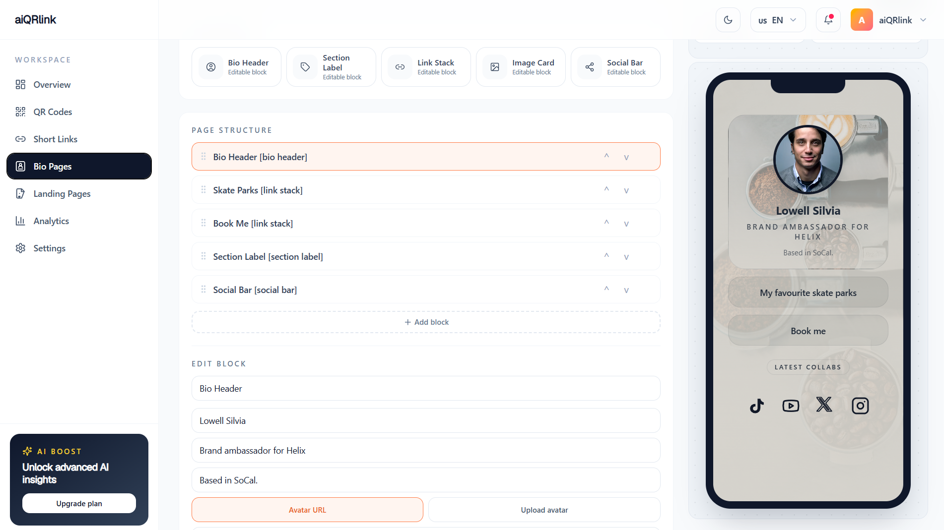 Bio Page Builder