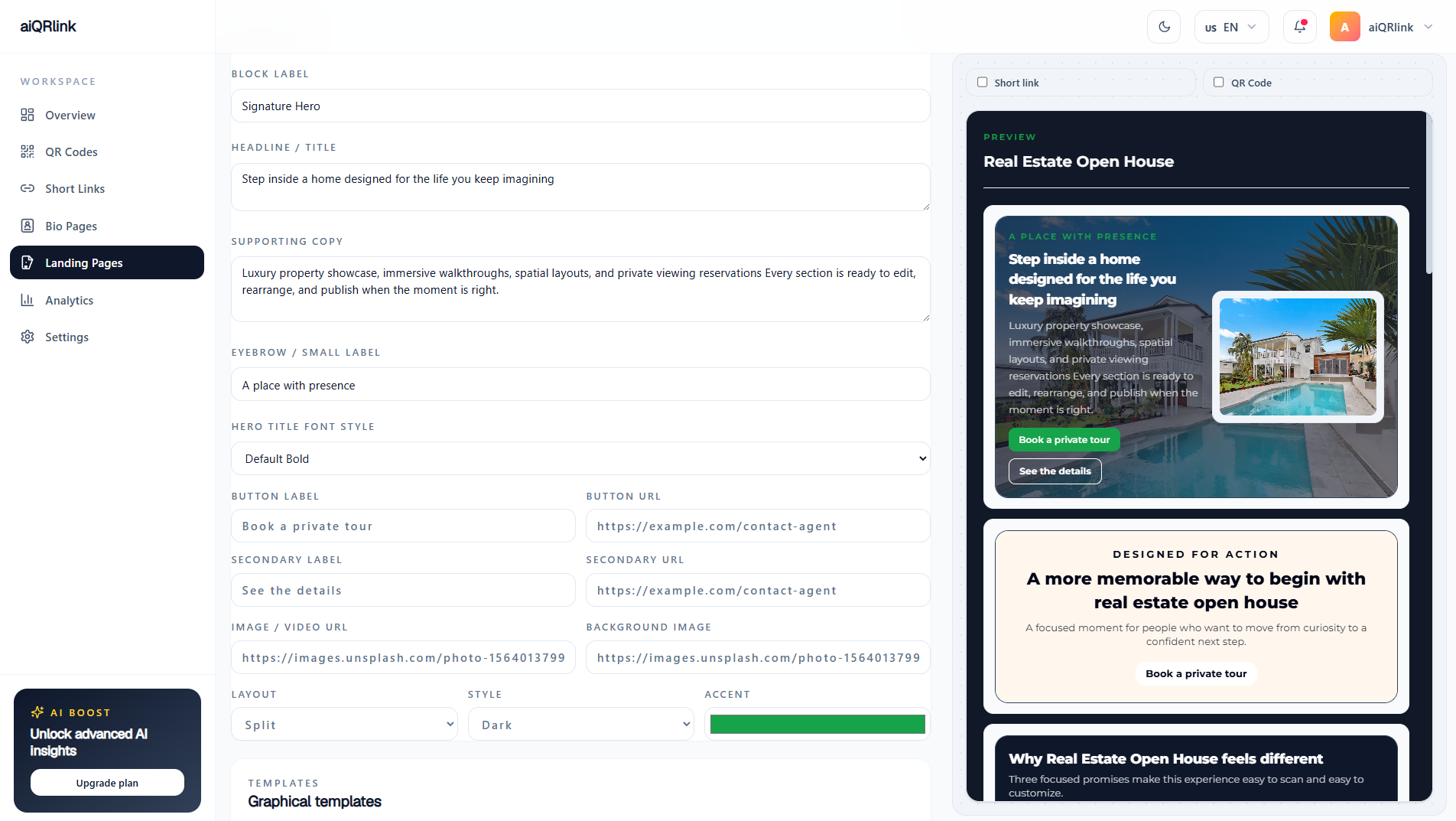 Landing Page Builder Interface