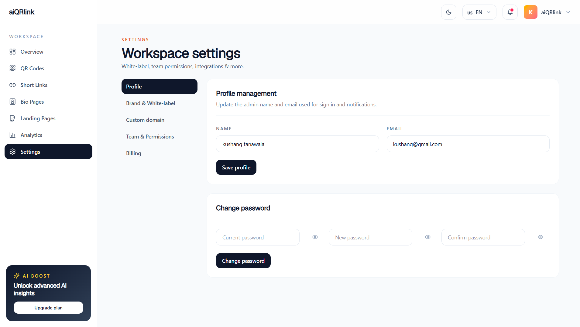 User Profile Settings